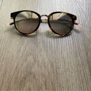 le specs SH-BOOM tortoise brown gold round square small mirrored sunglasses NEW